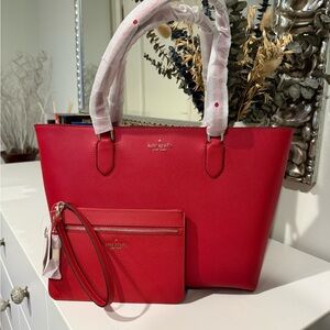 Kate Spade Vibrant Red Tote and Wristlet